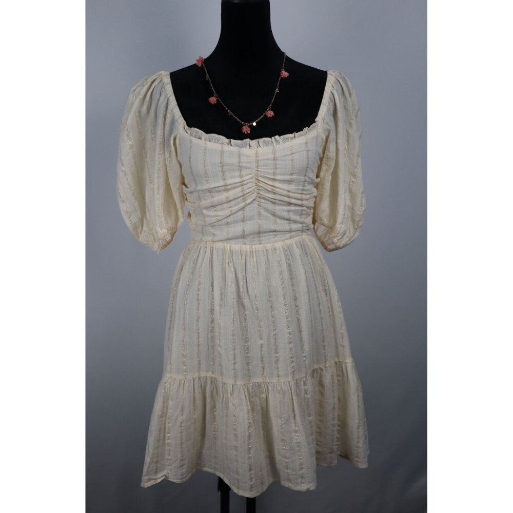 Heart loom Cella Mini Dress X-Small /‎ Puff Sleeves Gold-Threading